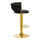 Bāra krēsls 4Rico QS-B313a, regulējams augstums 60-80 cm, samts, melns/zelts