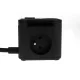 Huslog pagarinātājs-kubiks ar 3 ligzdām un 4 USB pieslēgvietām, melns