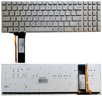 ASUS N56, N76, N750 klaviatūra ar apgaismojumu, US, sudraba