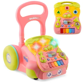 Ricokids RK-744 2-in-1 izglītojošs staigulis un panelis ar mūziku, rozā