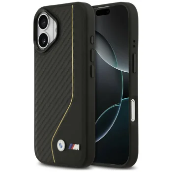 BMW M Carbon Line & Logo MagSafe vāciņš priekš iPhone 17, melns / dzeltens