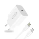 Tech-Protect NC20W tīkla lādētājs 20W ar USB-C / Lightning kabeli 100 cm, balts