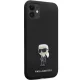 Karl Lagerfeld iPhone 11 vāciņš Silicone Ikonik Metal Pin, melns