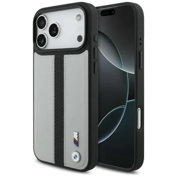 BMW M Perforated Stripe Logo MagSafe vāciņš iPhone 17 Pro Max, pelēks