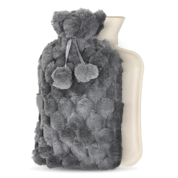 Gumijas termofors 4FIZJO mīkstā pārvalkā, 2 L, pelēks