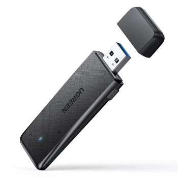 Ugreen Ārējais Bezvadu Tīkla Adapteris USB 2,4 GHz 400 Mbps / 5 GHz 900 Mbps, Melns | External Wireless Network...