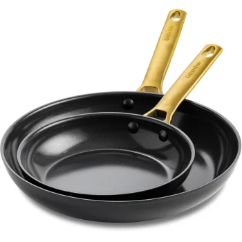 Pannu komplekts GreenPan Padova Reserve 20 cm un 26 cm, melns un zelta