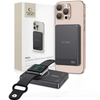 Tech-Protect PB33 LifeMag MagSafe ārējais akumulators 5000 mAh, melns