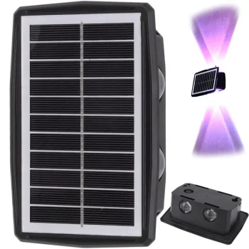 Daudzkrāsaina LED solārā fasādes sienas lampa ar krēslas sensoru IP65