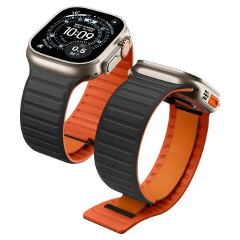 Pulksteņa siksniņa Spigen Athlex Air M priekš Apple Watch 44/45/46/49 mm, melna/oranža