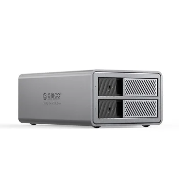 Orico 9828RU3 2 nodalījumu DAS disku masīvs 2.5"/3.5" SATA HDD/SSD diskiem, RAID, pelēks