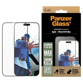 PanzerGlass ekrāna aizsargstikls Alumīnija aizsargvāciņš iPhone 16 Pro Max 6,9" Ultra-Wide Fit 2852 | Screen...