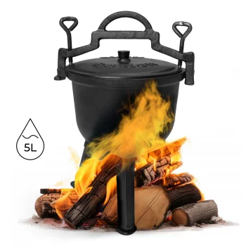Multigarden VK5L BLACK čuguna katls ugunskuram ar kājiņām, 5L, melns