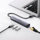 Ugreen CM475 USB 3.0 centrmezgls ar RJ-45 un USB-C PD, pelēks