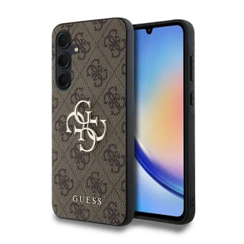Guess Samsung Galaxy A35 vāciņš 4G Big Metal Logo, brūns