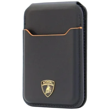 Lamborghini D1 Dabīgās Ādas MagSafe Maks - Melns/Oranžs