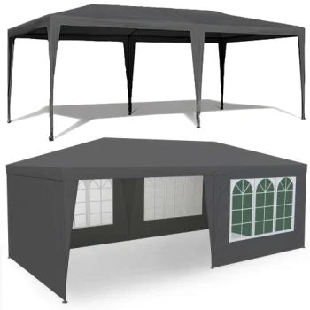 Dārza telts paviljons 3x6 m MultiGarden ar 6 sienām, pelēks