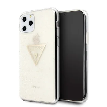 Guess iPhone 11 Pro vāciņš Glitter Triangle, zelta