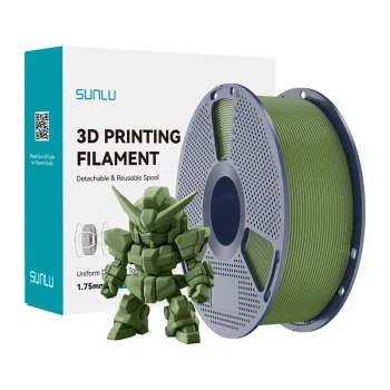 Sunlu PLA+ 2.0 3D printera kvēldiegs 1.75mm, olīvzaļš
