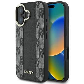 DKNY iPhone 16 Plus vāciņš Checkered Pattern MagSafe, melns