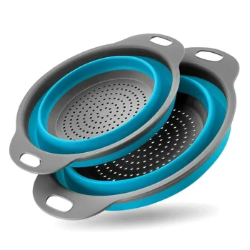 Saliekams silikona caurduris / Augļu un dārzeņu mazgāšanas grozs, 2 gab., Zils | Foldable Silicone Colander