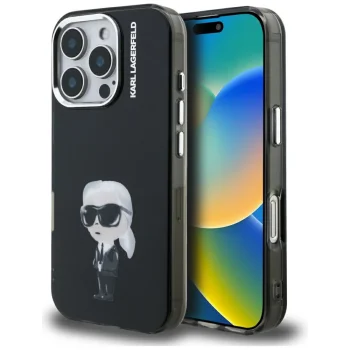 Karl Lagerfeld IML Aquarelle Karl & Logo MagSafe vāciņš iPhone 16 Pro Max, melns