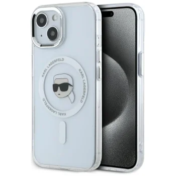 Karl Lagerfeld IML Metal Karl Head MagSafe vāciņš Apple iPhone 15, Balts