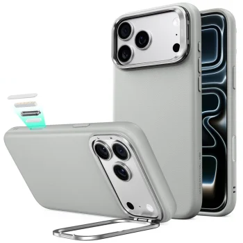 ESR Leather Kickstand MagSafe vāciņš priekš iPhone 18 Pro Max / 17 Pro Max, pelēks