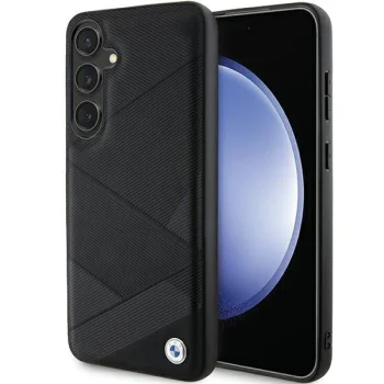 BMW Samsung Galaxy S24+ vāciņš Signature Leather Crossing Lines, melns