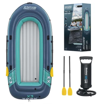 Bestway Hydro-Force Trek X3 3-vietīgs piepūšamais laiva ar airiem un sūkni, 294 x 137 cm