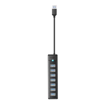 Orico PW7U USB centrmezgls ar 7x USB 3.0 pieslēgvietām, melns