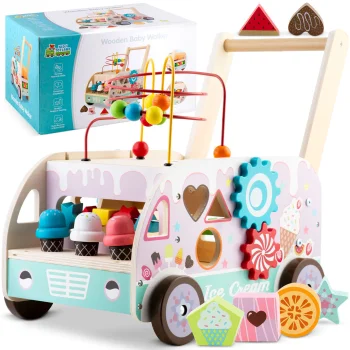 Attīstošs Interaktīvs Bērnu Koka Stumjamais Stūmējs Staigulis "Saldējums" RK-873 Ricokids | Wooden Kids Push...