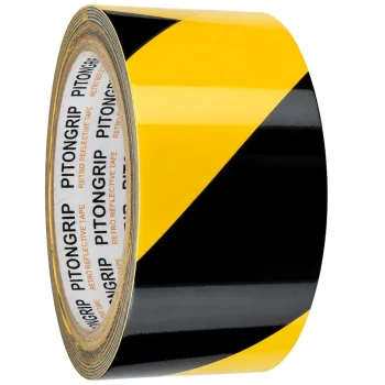 Dzelteni melna brīdinājuma līmlente 49mm x 18m