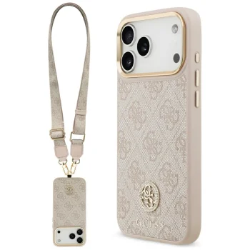 Guess 4G Strass Logo & Big Strap MagSafe vāciņš iPhone 17 Pro Max, rozā