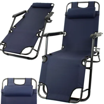Saliekams dārza sauļošanās krēsls 2-in-1, Zero Gravity, tumši zils