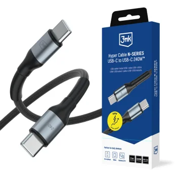 3mk Hyper Cable N-SERIES USB-C uz USB-C kabelis 3m 240W, melns