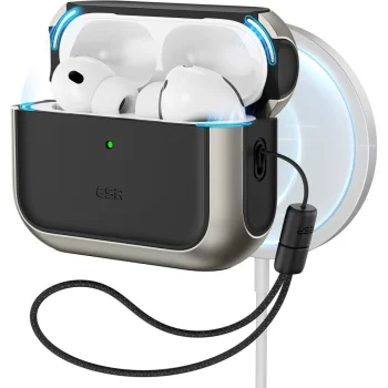 ESR Orbit HaloLock MagSafe maciņš AirPods Pro 3 austiņām, pelēks un melns