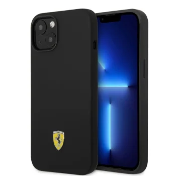 Ferrari Silicone Metal Logo MagSafe vāciņš iPhone 14 6.1", melns (FEHMSIP14SBK)