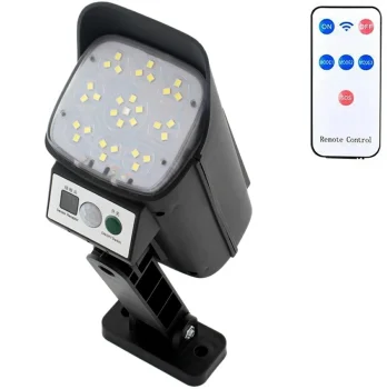 LED saules lampa ar viltus novērošanas kameru un tālvadības pulti, melna