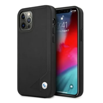 BMW iPhone 12 / 12 Pro vāciņš Leather Deboss, melns