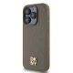 DKNY iPhone 15 Pro vāciņš Leather Monogram Pattern Metal Logo MagSafe, brūns
