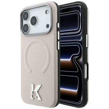 Karl Lagerfeld Grained Embossed Ring & Kameo Logo MagSafe vāciņš iPhone 18 Pro / 17 Pro, bēšs