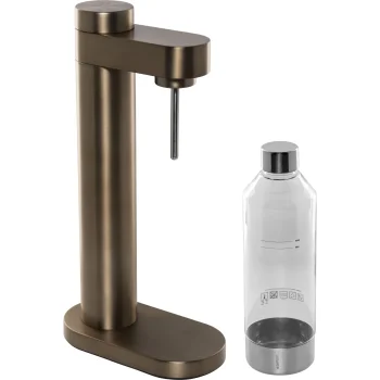 Gāzētā ūdens pagatavotājs Stelton Brus ar pudeli 0.85 l, tumši brūns