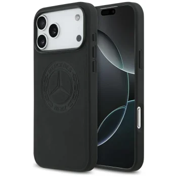 Mercedes Leather Vintage Logo MagSafe vāciņš iPhone 17 Pro Max, melns