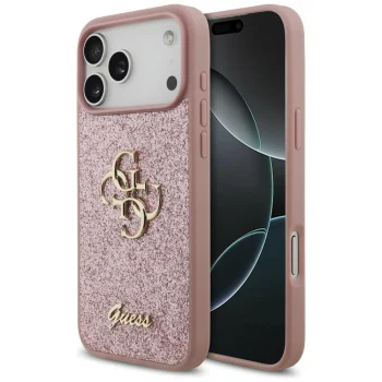 Guess Fixed Glitter Big 4G vāciņš iPhone 18 Pro Max / 17 Pro Max, rozā