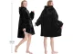 Silts hūdijs, džemperis-sega ar kapuci un kabatu, Melns | Oversized Warm Hoodie Sweatshirt Blanket for Men and Women
