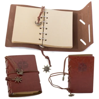 Ceļotāja piezīmju grāmatiņa retro stilā ar nomaināmām lapām 10 x 15 cm, brūna