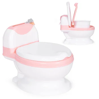Ecotoys bērnu podiņš - tualete ar izņemamu ieliktni un birsti, rozā