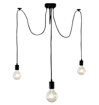 Griestu lampa Zirneklis ar 3 zariem, E27, melna