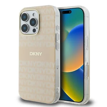 DKNY iPhone 16 Pro Max vāciņš Repeat Texture Pattern With Stripe, rozā